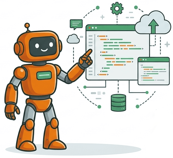 Binday robot with development graphics